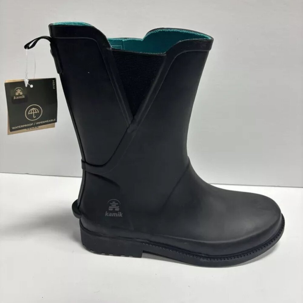 Kamik Women’s Chloe Black Rain Boots, Size 7 M